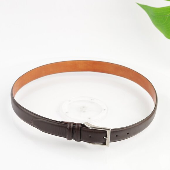 BKE Mens Belt Size 38 Dark Brown Leather Business Casual Silver Tone Buckle - Picture 2 of 12